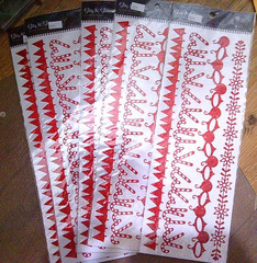 5 NEW packs glitz & glitter red christmas stickers candy canes border stickers