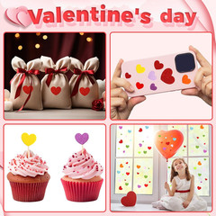 600 Pieces Foam Hearts Stickers, Valentines Day Glitter and Matte Self-Adhesive