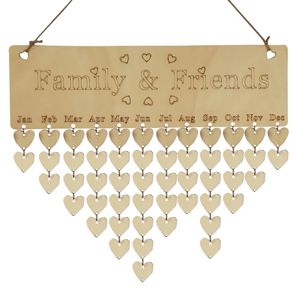 Birthday Reminder Wall Calendar Wooden Board DIY Listing Advent for Children