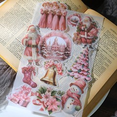 36 pcs Pink Christmas Translucent Vellum Matte Surface Paper Sticker Scrapbook