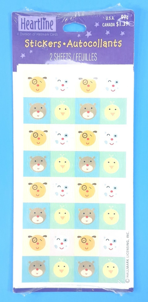 Hallmark Heartline Animal Faces Sticker Pack 2 Sheets
