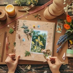 8×8 Scrapbook Album Kraft Paper Memory Book 60 Blank Pages Hardcover Photo Album