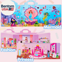 3 Sets Dress-Up Reusable Sticker Book for Toddlers, 3D Sticker Book for Kids 3 4