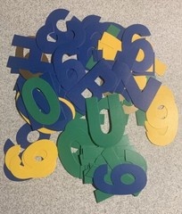 Lot Of 4” Jumbo Letters And Numbers – Green, Yellow, Gold & Blue (A8)