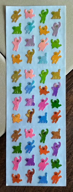 Rare Vintage SANDYLION Mother of Pearl MINI MONKEYS Stickers (1 Sheet)