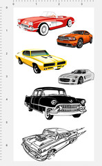 Classic Muscle Car Stickers Vintage Automobile Decals Retro Vehicle Scrapbook