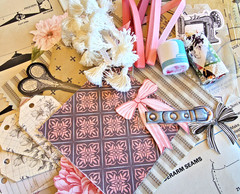 Vintage Sewing Ephemera Junk Journal Kit Pattern Papers Lace Notions Craft Lot