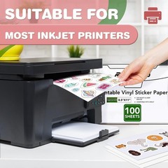 Vivid Color 8.5″x11″ Waterproof Printable Vinyl Sticker Paper – 100 Sheets