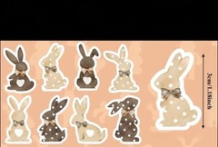 40 PCs ~1×1.2” Adorable Brown Easter Bunny Stickers Decorations 8 Designs