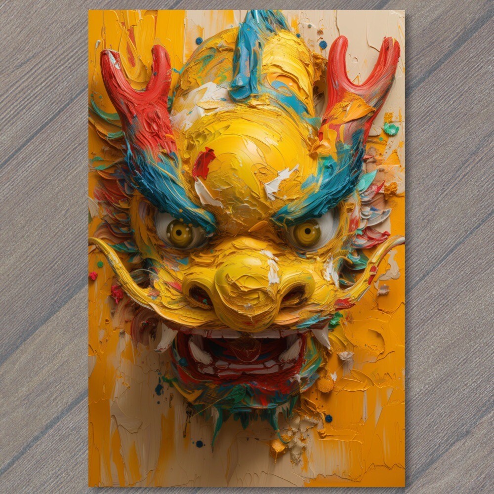 STICKER Dragon Golden Majestic Colorful Bright Vibrant Palette Painting Yellow