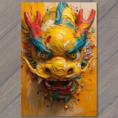 STICKER Dragon Golden Majestic Colorful Bright Vibrant Palette Painting Yellow