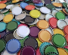 100 FLATTENED Colored Beer Bottle Caps Craft Crown Flat Colors Red Blue Pink