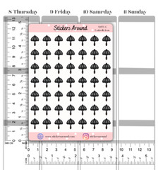 Grey Umbrella Icon Sticker, Weather Stickers for Planner, Calendar and Journal