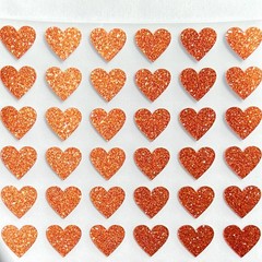 Burnt Orange Glitter Heart Sticker Sheet! – 1/4″ to 4 inch – Cute & Sparkly!