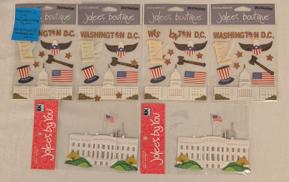 Set of 6 Jolee’s Boutique Washington DC Destination & White House Stickers