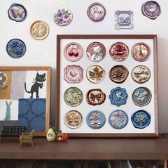 20Pcs Flat Wax Seal Style Stickers Cute Floral Patterns PET Material Waterproof