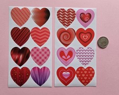 16 Pretty Heart Stickers Large Heart Stickers Valentines Heart Stickers Set C