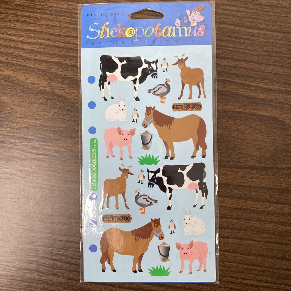Stickopotamus – Binder Stickers – Petting Zoo Farm Animals – New Package