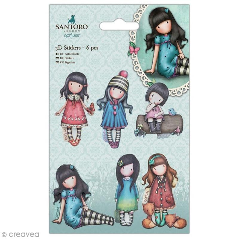 IN THE GARDEN 3D STICKERS-Docrafts Santoro London Gorjuss Girl-Embellishment