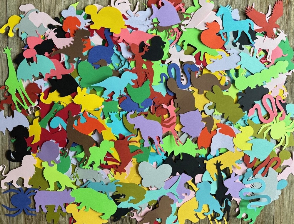 Grab bag lot of animal shapes cut outs card making Scrapbooking 325 pcs