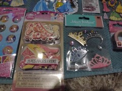 HUGE NEW LOT of 10 DISNEY PRINCESS THEME tiaras crowns + scrapbooking stickers