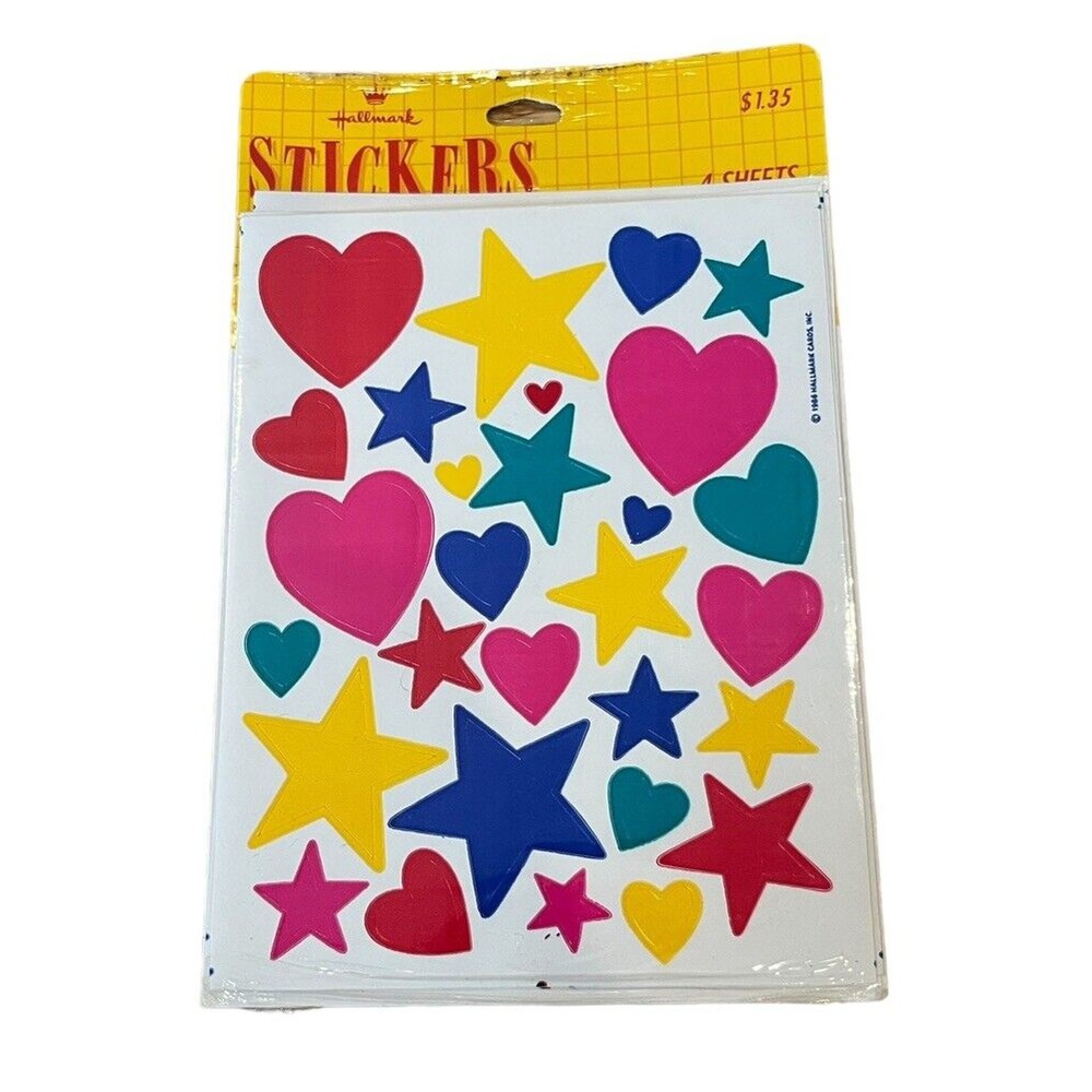 VINTAGE New Sealed Package 1986 HALLMARK STICKERS HEARTS & STARS Very RARE!