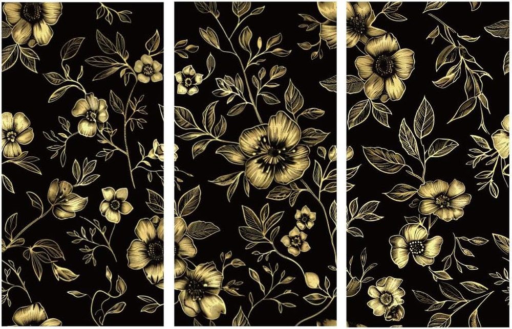 Gold Peonies Rub on Transfers for Crafts and Furniture 3 Sheet 6″X12″ Vintage Fl