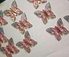 CraftBuddyUS 12 pcs 1.25in x 1.5in Pastel Blue & Pink Acrylic Butterflies