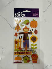 Sticko Autocollant Welcome Fall Scarecrow Pumpkin Leaves Sunflower Sign Corn