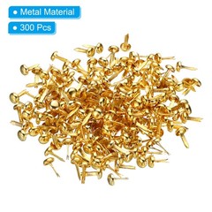 4.5 x 8 mm Mini Brads for Paper Crafts, 200 Pcs Round Paper Fastener, Gold