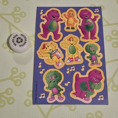 Barney Baby Bop BJ Riff music note cute Sticker Sheet 2010 2000s scrapbook