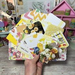 Junk Journal Paper Scrap Pack Kit 100 Pieces Yellow Theme Ephemera Planner Decor