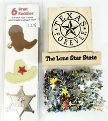 Scrapbooking Texas Paper Leather Cord Stickers Stamps Tags Brads All New