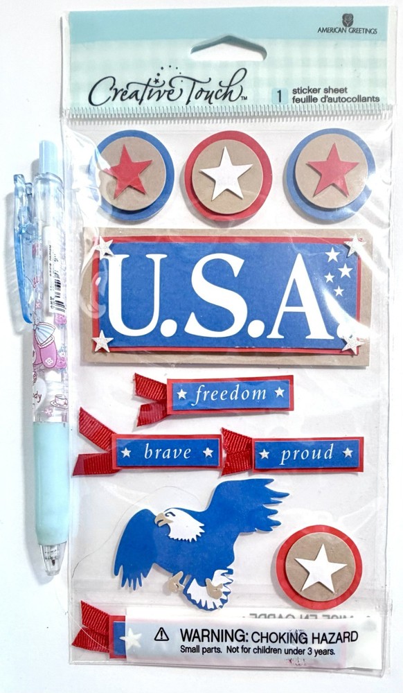 USA Patriotic Stickers Scrapbooking Card Journal Planner American Greetings