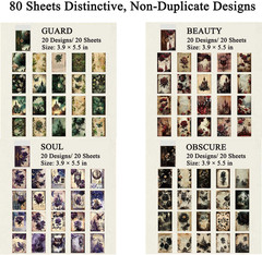 80 Sheets Gothic Scrapbook Paper for Scrapbook Kit, Vintage Ephemera for Junk Jo