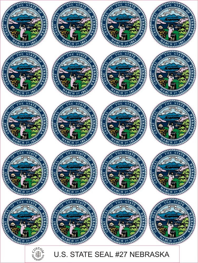 NEBRASKA STATE SEAL – SIZE 2″ EACH – 20 PER SHEET