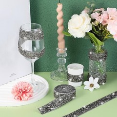 1Pcs Black 108″ x 1″ Bling Rhinestone Crystal Diamond DIY Decor Sticker Decal #A
