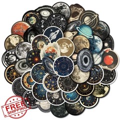 Qaxrocyn 50PCS Vintage Celestial Galaxy Stickers