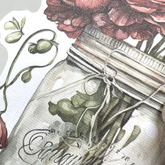 Dark Pink Peonies Mason Jar Stickers Collage Junk Journal Scrapbooking Cards
