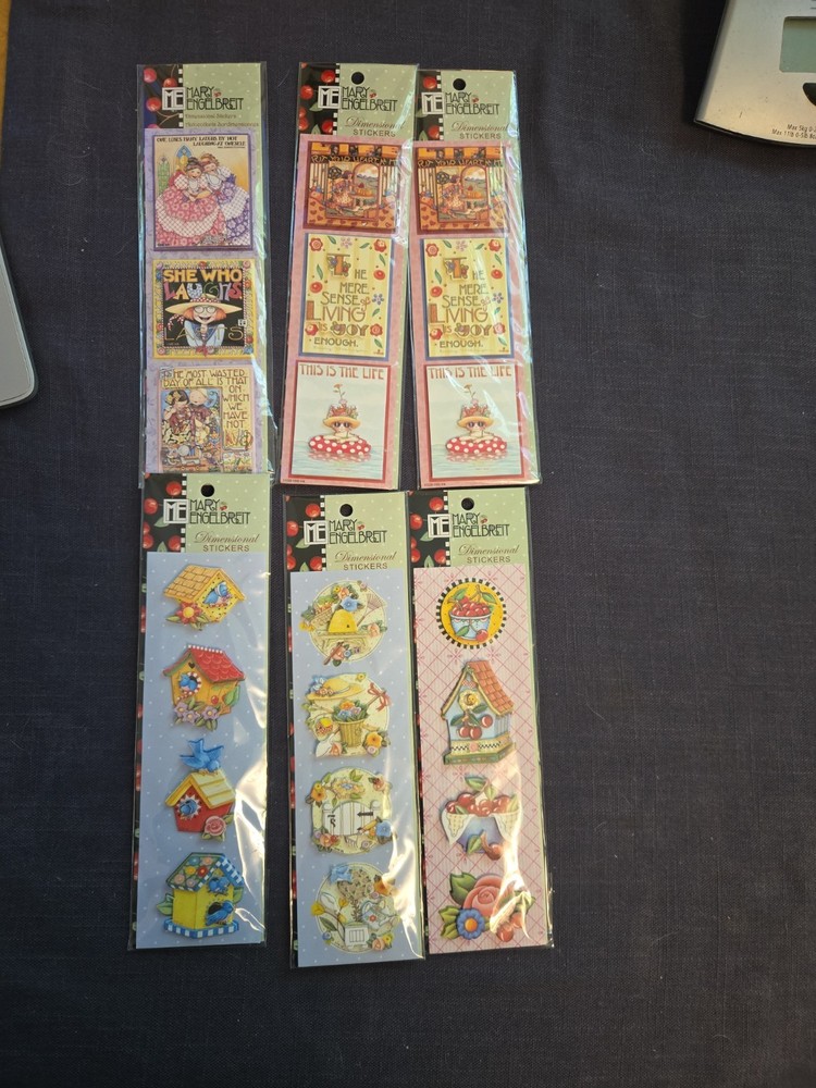 6 packs Mary Engelbreit dimensional stickers birdhouse gardening this is life
