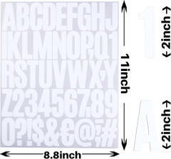 8 Sheets Letter Number Stickers, 2 Inch Vinyl Alphabet Stickers, Self-Adhesive P