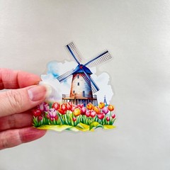 Tulip Windmill Stickers Holland Easter Travel Junk Journal Collage Scrapbooking