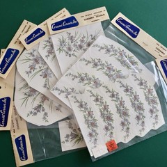 Vtg Ceramic Decals Mixed Media Water Mount Transfers Lot M Blue Floral Rounded