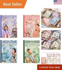 480 Feminine Washi Stickers: 4 Books of Transparent Pre-Cut Scrapbook Supplies