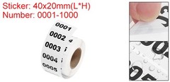 1 Roll Inventory Number Sticker 1.6×0.8″ 0001-1000 Consecutive Number Sticker