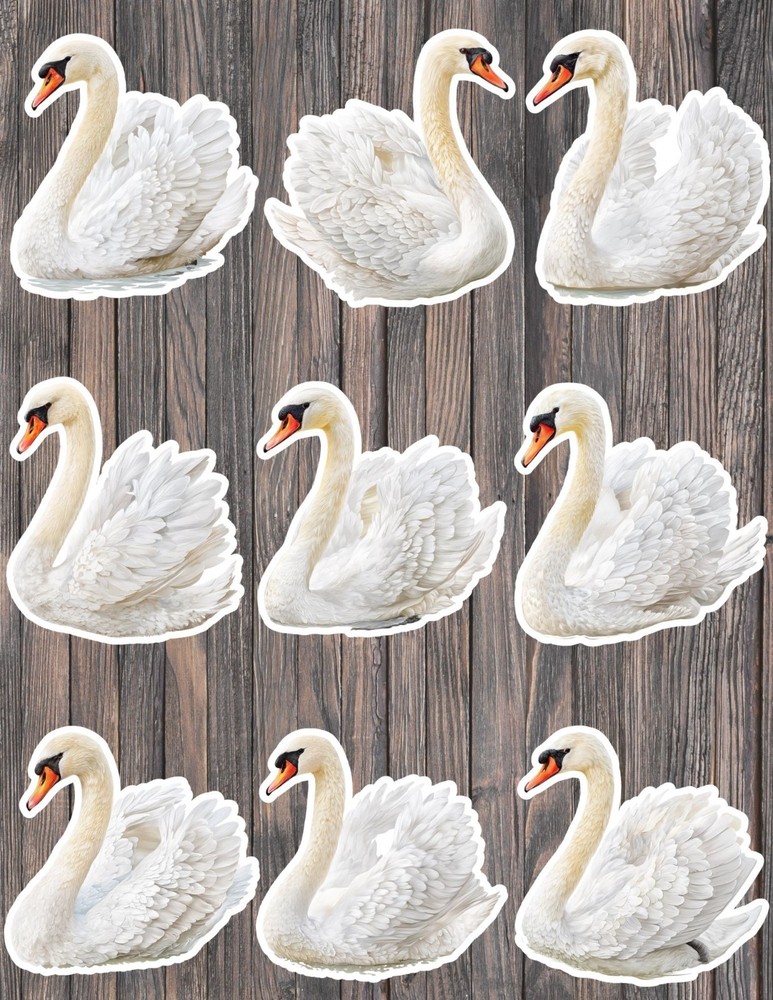 Swan Die Cut Vinyl Stickers Set Scrapbooking Laptop Water Bottle