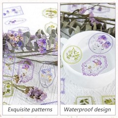 Bomichi 120 Pcs Flowers Stamp Stickers, Vintage Transparent Flower Stamps