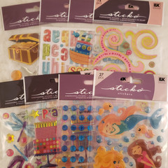 8 Sticko Dimensional Glitter Epoxy Sticker Sheets Album Lot – New In Package Mix