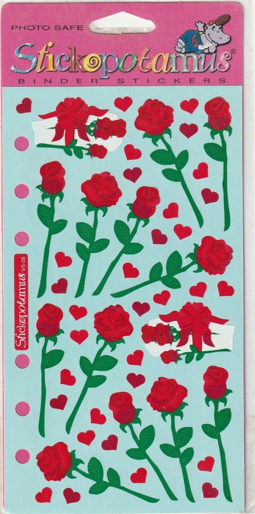 Vintage Sticko flat stickers VALENTINE’S ROSES LOVE theme 46784 FAST FREE ship!