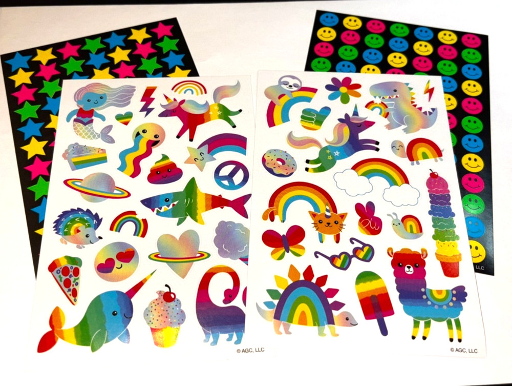 Assorted Rainbow Colorful Stickers Standard Glossy 4 Sheets by American Greeting